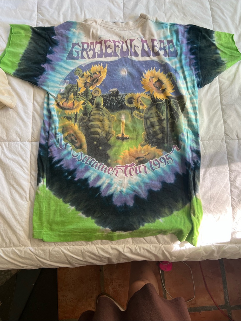 Vintage Liquid Blue Tie-Dye Grateful Dead Tee in Green, Blue, Purple